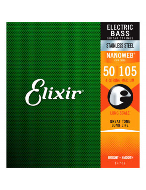Juego 4 Cuerdas Bajo Elixir Stainless Steel 14702 (50-105)