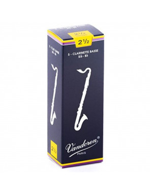 Caja 5 Cañas Clarinete Bajo Vandoren Tradicional 2½ azul