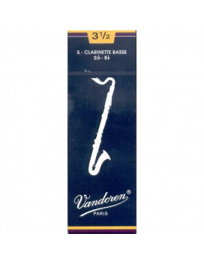 Caja 5 Cañas Clarinete Bajo Vandoren Tradicional 3½ azul